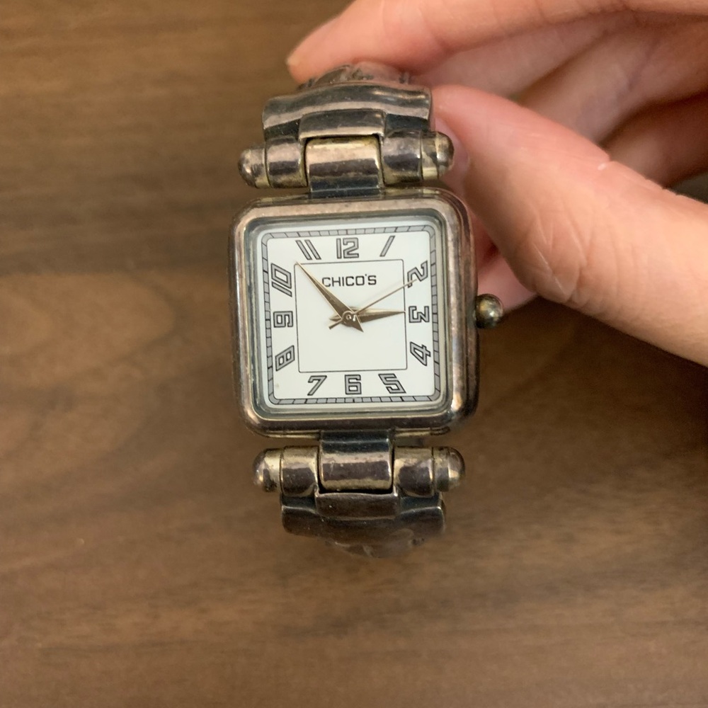 Chico's Silver-Tone Watch with White Face